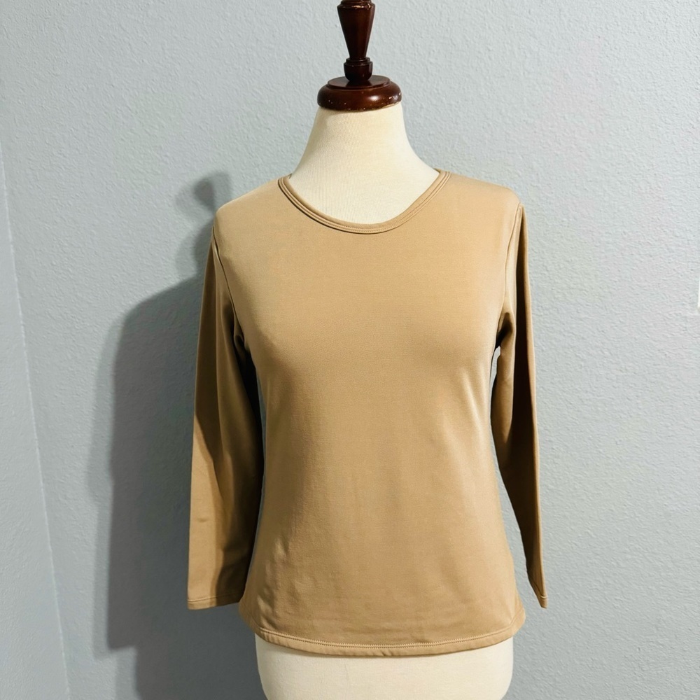 Unique Lingerie Tan Long Sleeves Round‎ Neck Thermo Winter Shirt Size S - Picture 4 of 12